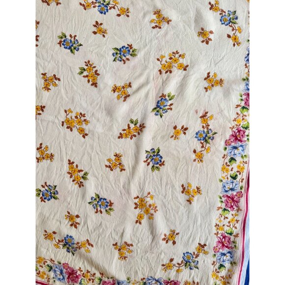 Vintage OSCAR DE LA RENTA Yellow Floral Washed Silk 25" x 25" Square Scarf - Picture 11 of 16